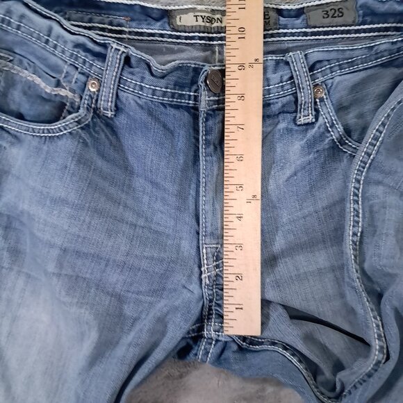 BKE Tyson Jean Men 33x30, Tag 32S Straight Leg Blue Faded Denim 100% Cotton - Picture 10 of 14